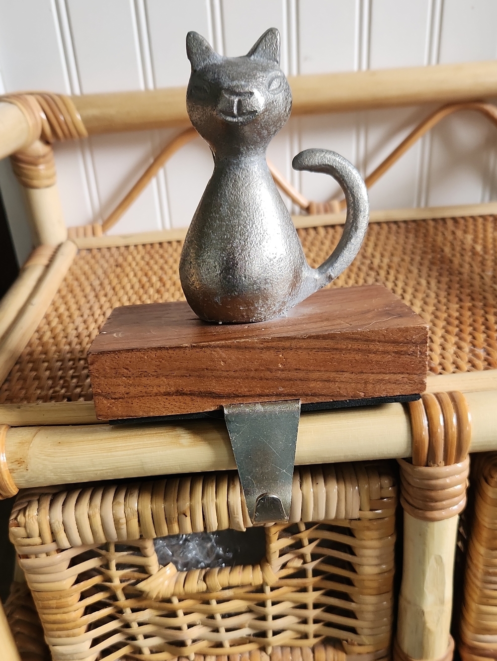 Vintage Metal Cat Stocking Holder